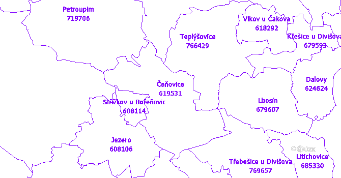 Katastrální mapa Čeňovice