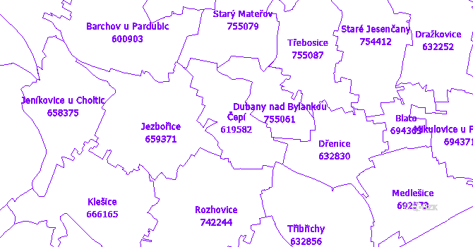 Katastrální mapa Čepí