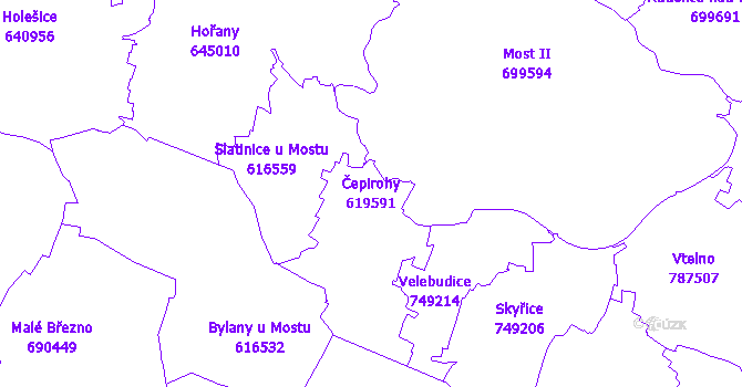 Katastrální mapa Čepirohy - přehledová mapa katastrálního území