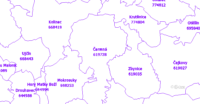 Katastrální mapa Čermná - přehledová mapa katastrálního území