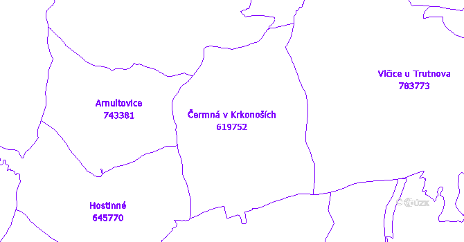 Katastrální mapa Čermná v Krkonoších - přehledová mapa katastrálního území