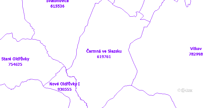 Katastrální mapa Čermná ve Slezsku - přehledová mapa katastrálního území
