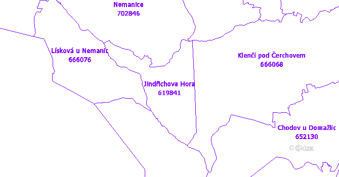 Katastrální mapa Jindřichova Hora - přehledová mapa katastrálního území