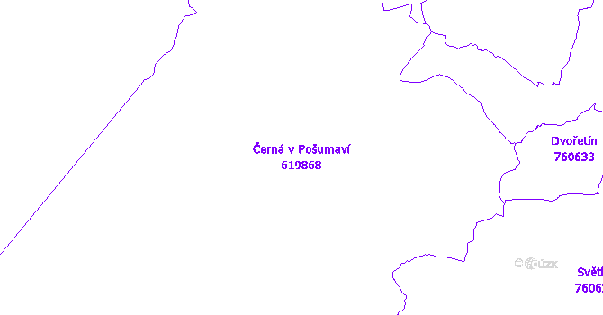 Katastrální mapa Černá v Pošumaví - přehledová mapa katastrálního území