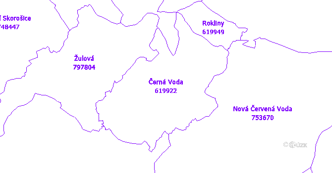 Katastrální mapa Černá Voda - přehledová mapa katastrálního území
