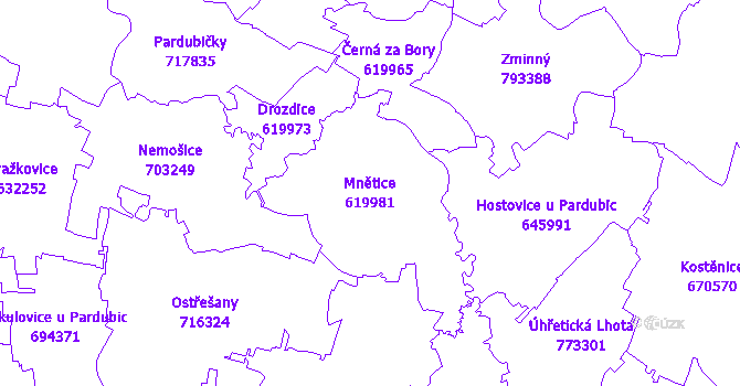 Katastrální mapa Mnětice