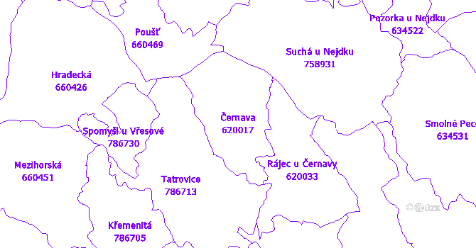 Katastrální mapa Černava