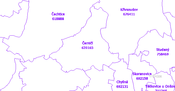 Katastrální mapa Černičí