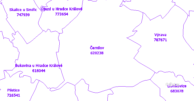 Katastrální mapa Černilov - přehledová mapa katastrálního území