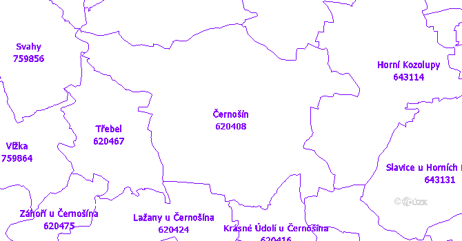 Katastrální mapa Černošín - přehledová mapa katastrálního území