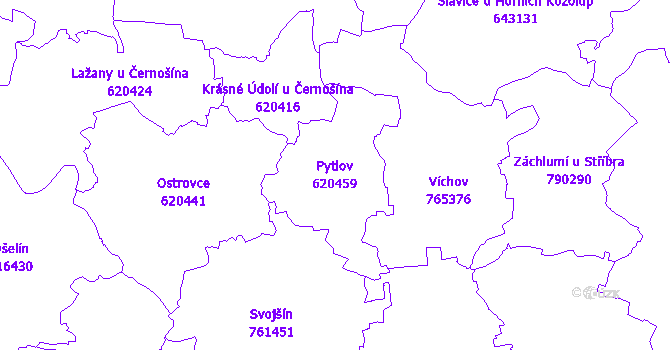 Katastrální mapa Pytlov - přehledová mapa katastrálního území