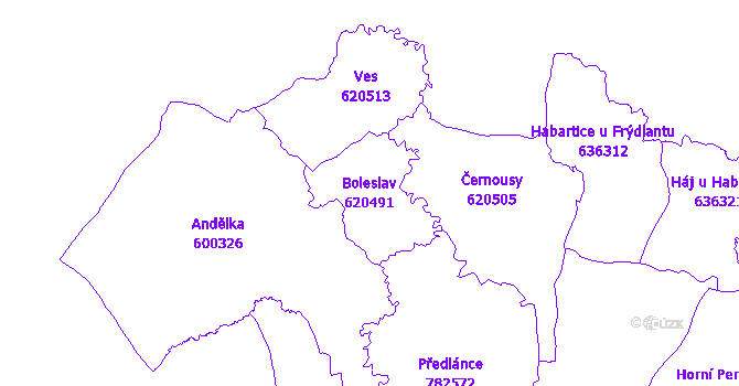 Katastrální mapa Boleslav - přehledová mapa katastrálního území