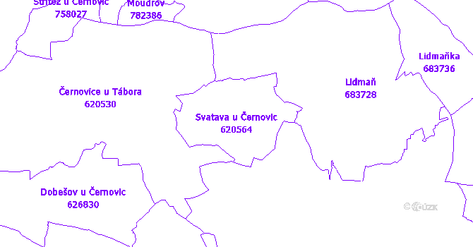Katastrální mapa Svatava u Černovic - přehledová mapa katastrálního území
