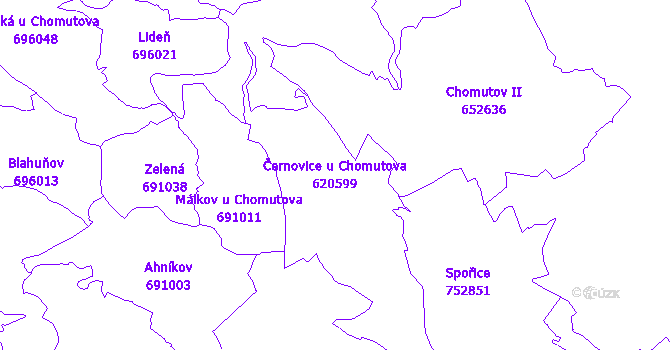 Katastrální mapa Černovice u Chomutova