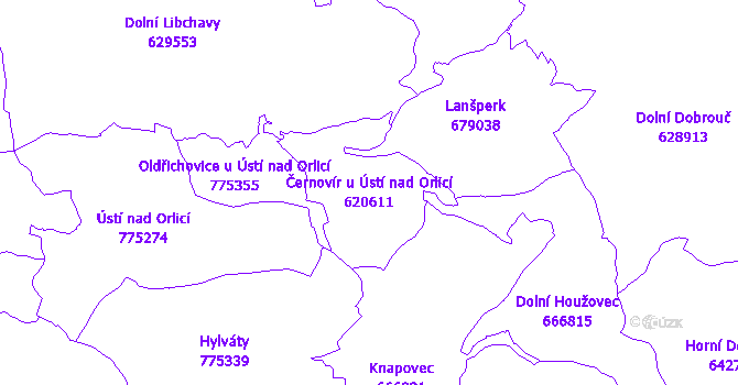 Katastrální mapa Černovír u Ústí nad Orlicí - přehledová mapa katastrálního území