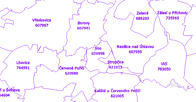 Katastrální mapa Jíno - přehledová mapa katastrálního území