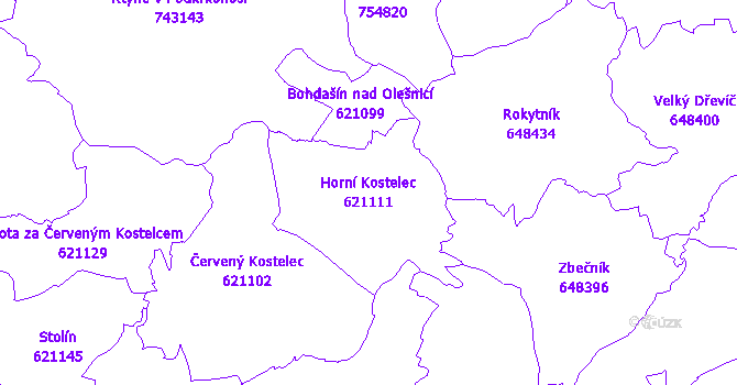 Katastrální mapa Horní Kostelec