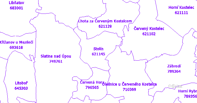 Katastrální mapa Stolín - přehledová mapa katastrálního území