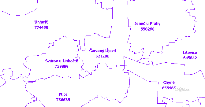 Katastrální mapa Červený Újezd - přehledová mapa katastrálního území