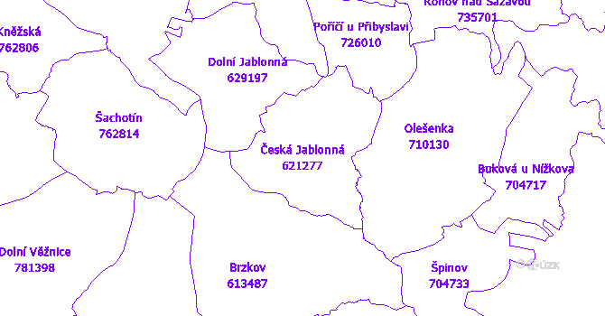 Katastrální mapa Česká Jablonná