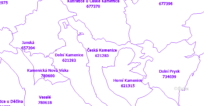 Katastrální mapa Česká Kamenice - přehledová mapa katastrálního území