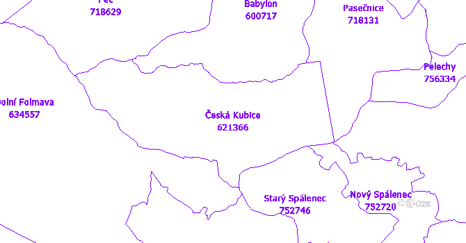 Katastrální mapa Česká Kubice - přehledová mapa katastrálního území