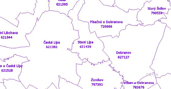 Katastrální mapa Stará Lípa