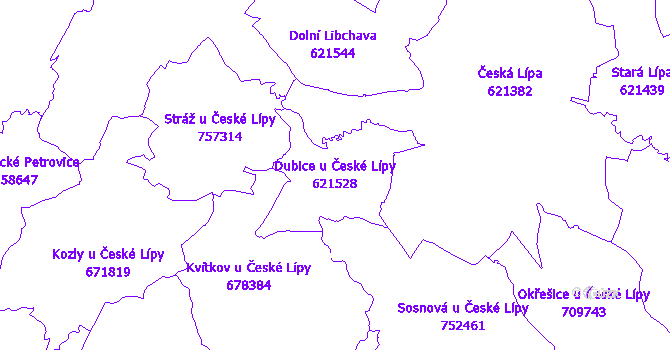 Katastrální mapa Dubice u České Lípy
