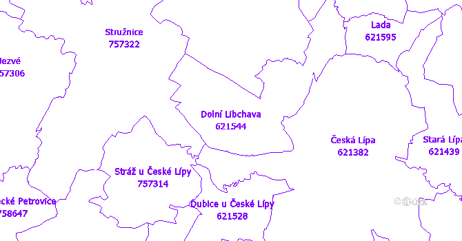 Katastrální mapa Dolní Libchava