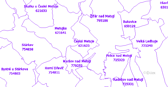 Katastrální mapa Česká Metuje - přehledová mapa katastrálního území