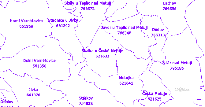 Katastrální mapa Skalka u České Metuje - přehledová mapa katastrálního území