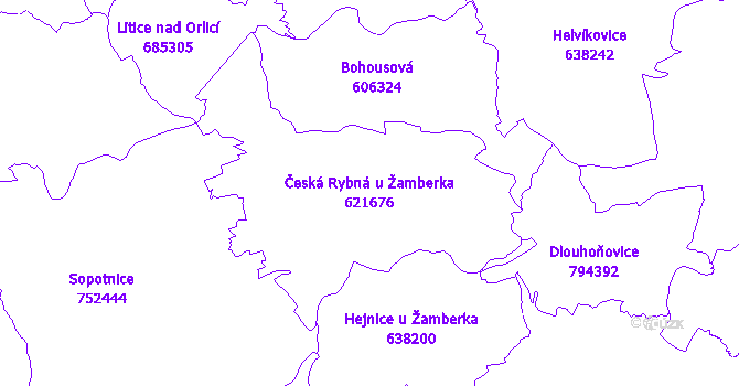 Katastrální mapa Česká Rybná u Žamberka - přehledová mapa katastrálního území