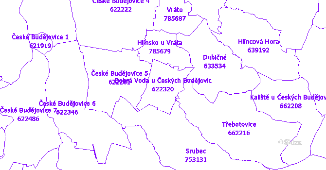 Katastrální mapa Dobrá Voda u Českých Budějovic - přehledová mapa katastrálního území
