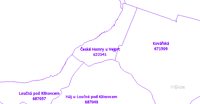 Katastrální mapa České Hamry u Vejprt - přehledová mapa katastrálního území