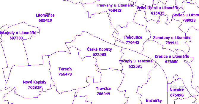 Katastrální mapa České Kopisty - přehledová mapa katastrálního území