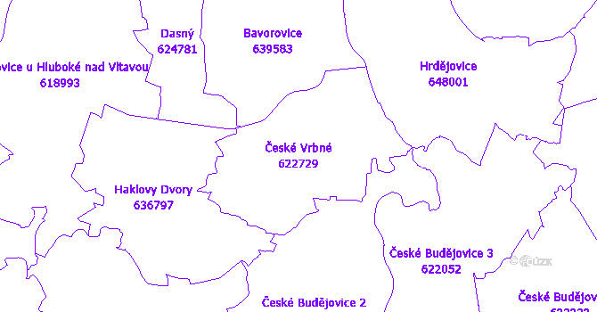 Katastrální mapa České Vrbné - přehledová mapa katastrálního území