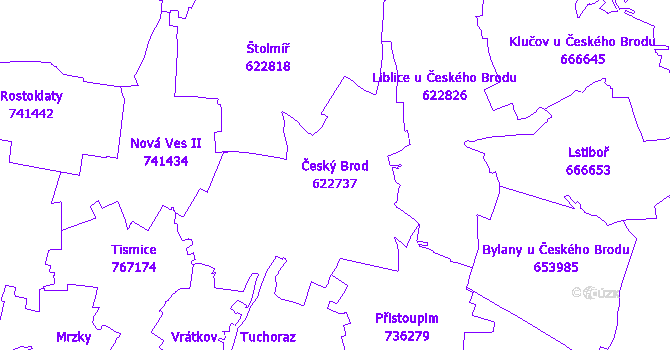 Katastrální mapa Český Brod - přehledová mapa katastrálního území