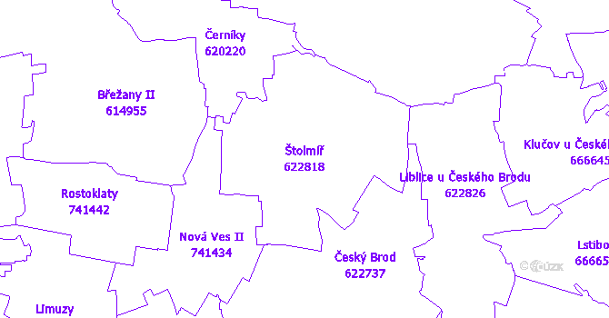 Katastrální mapa Štolmíř - přehledová mapa katastrálního území
