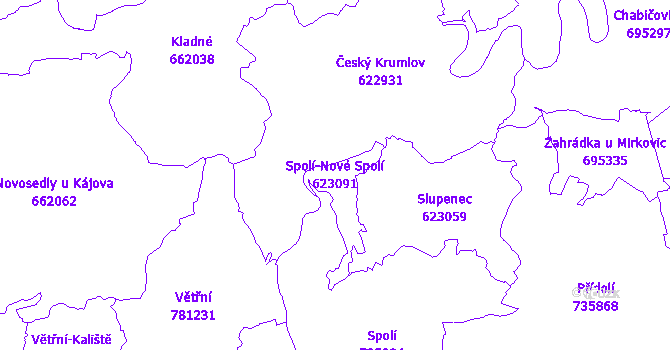 Katastrální mapa Spolí-Nové Spolí - přehledová mapa katastrálního území