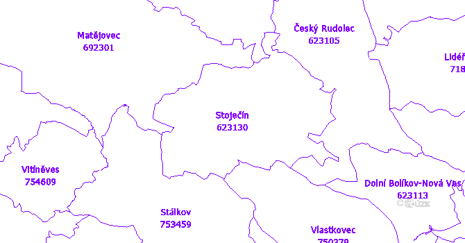 Katastrální mapa Stoječín