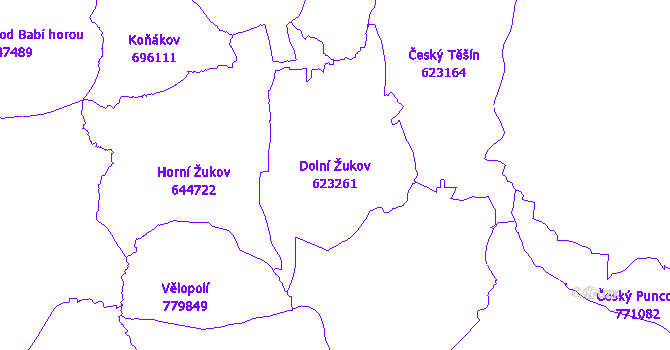 Katastrální mapa Dolní Žukov
