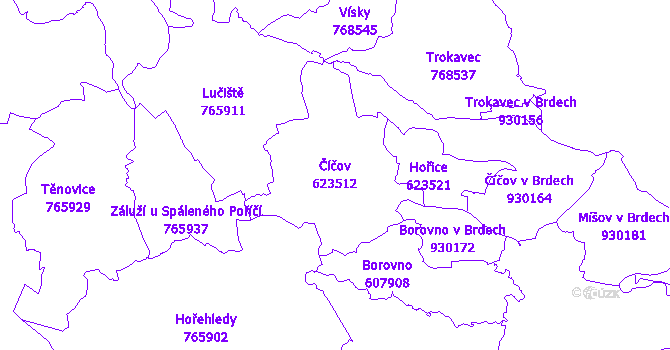 Katastrální mapa Číčov