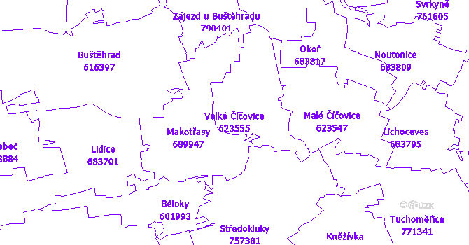 Katastrální mapa Velké Číčovice