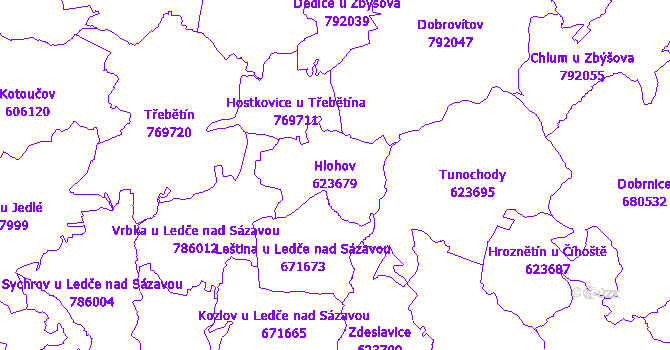Katastrální mapa Hlohov - přehledová mapa katastrálního území