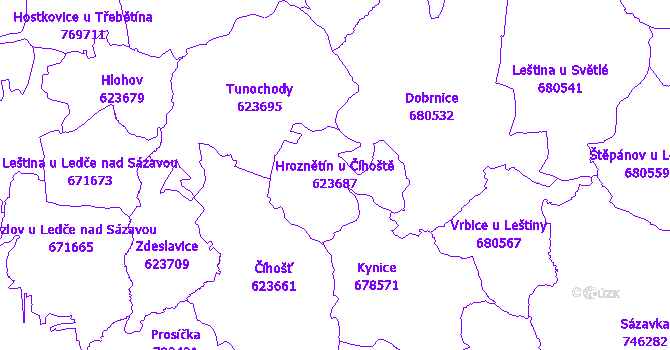 Katastrální mapa Hroznětín u Číhoště