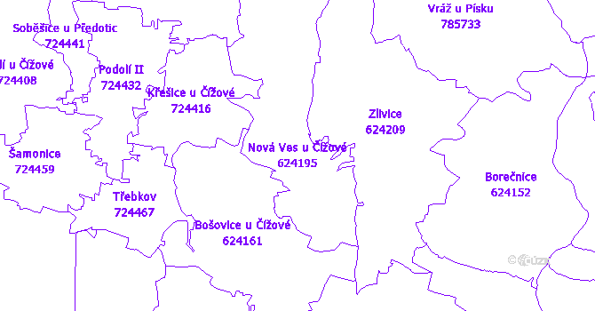 Katastrální mapa Nová Ves u Čížové