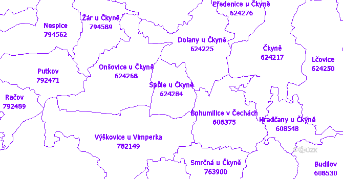 Katastrální mapa Spůle u Čkyně
