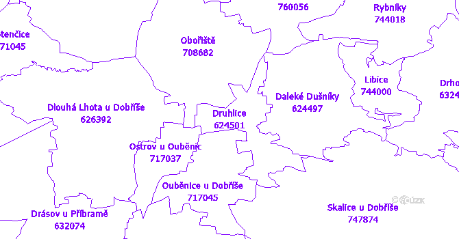 Katastrální mapa Druhlice