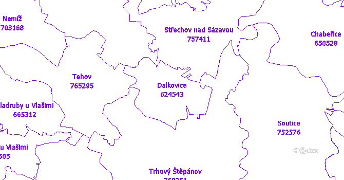 Katastrální mapa Dalkovice - přehledová mapa katastrálního území
