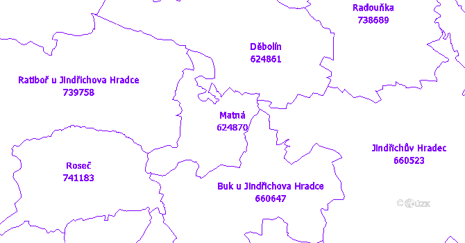 Katastrální mapa Matná - přehledová mapa katastrálního území